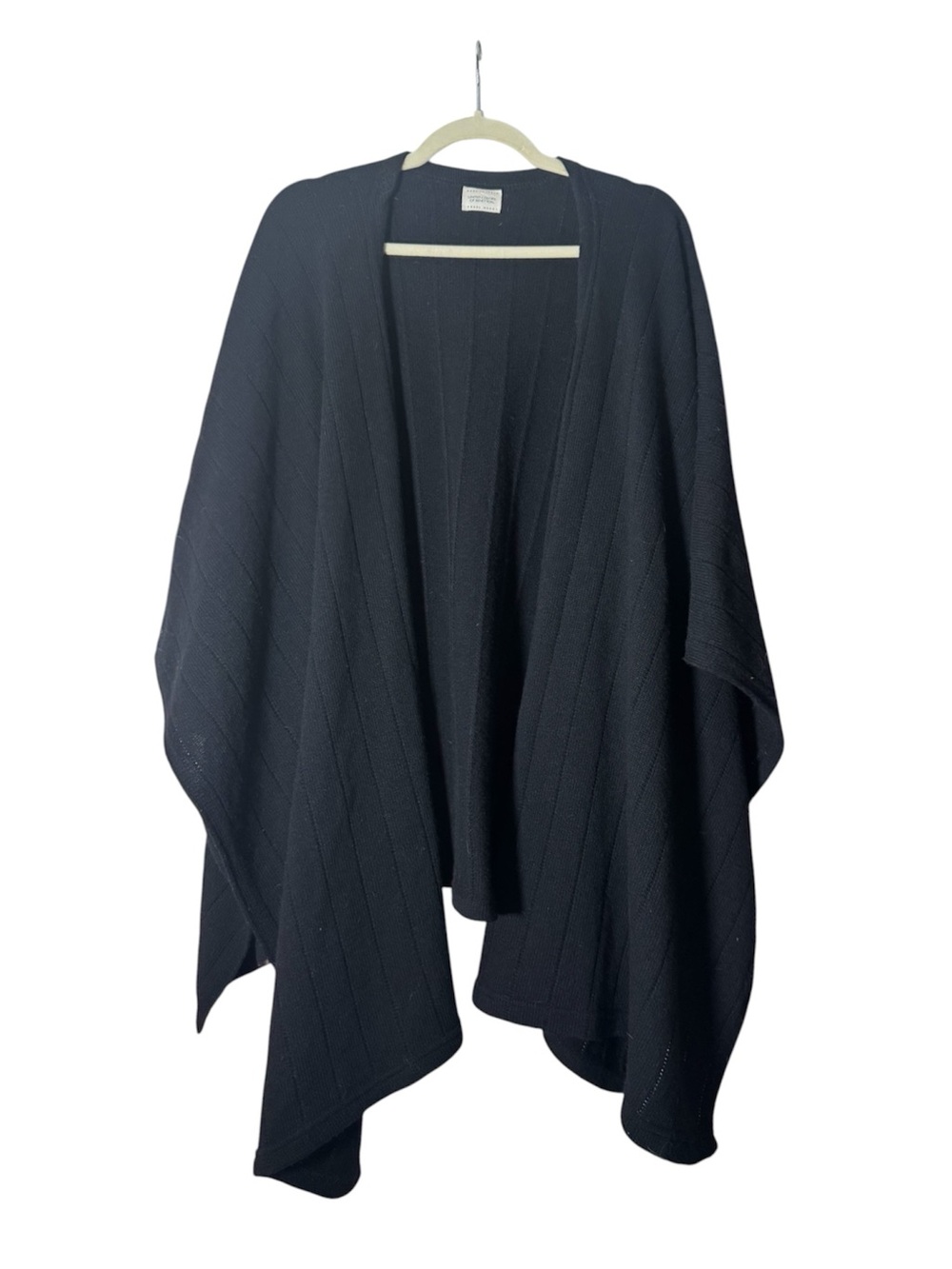 United Colors of Benetton Black Women's Open-Front Knit Wrap Cape